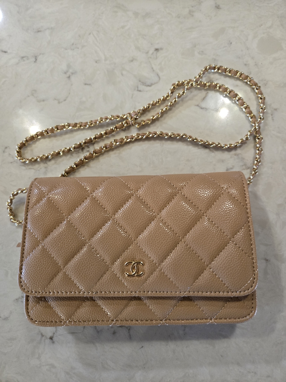 Beige Quilted Leather WOC Excellent Quality 😍
